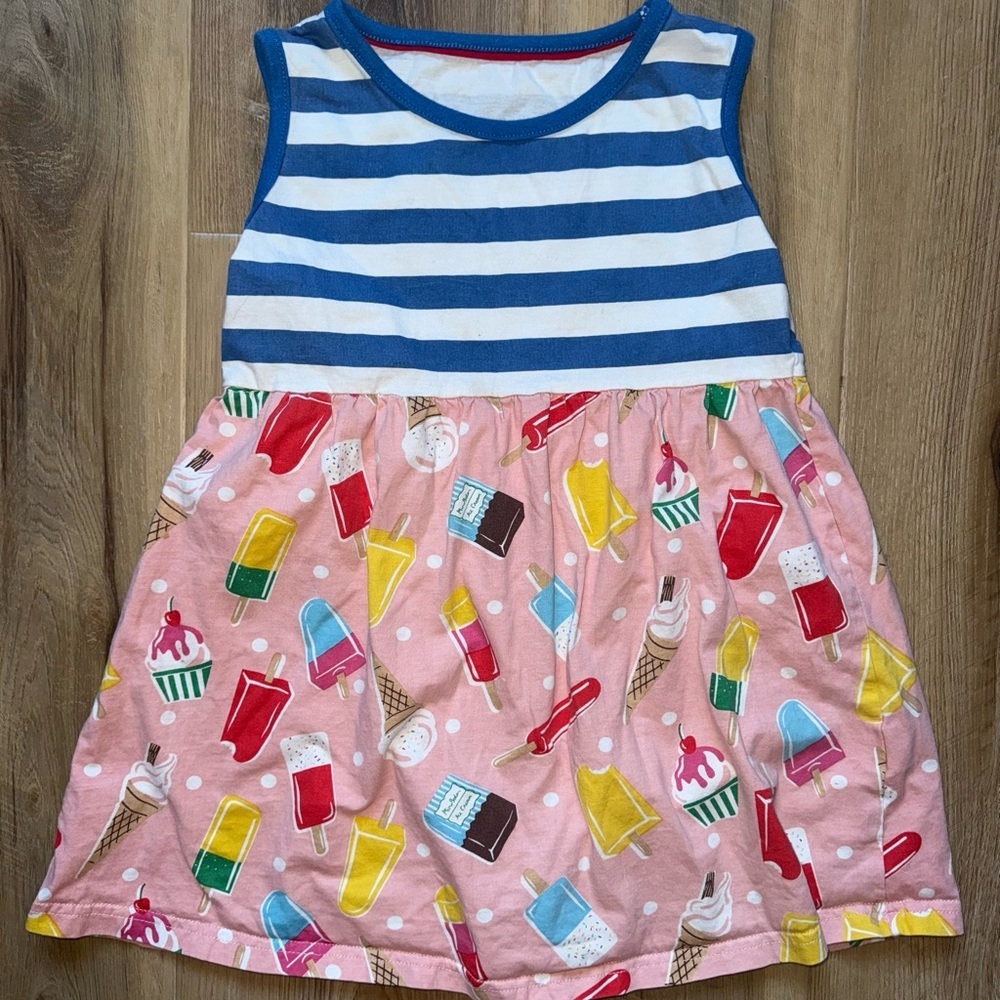 🍦Striped Blue and Pink Ice Cream Print Kids Dress